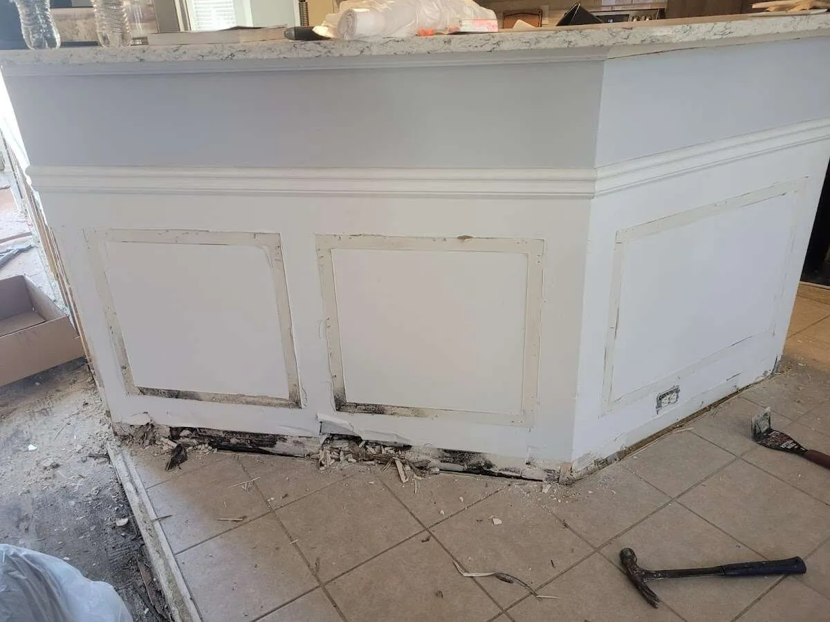 Water damage and mold on kitchen during Storm Damage Restoration in Green Valley